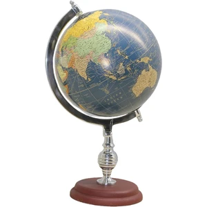 Metal Eksenli Ağaç Tabanlı Yer Küre Dünya Küresi 38 cm