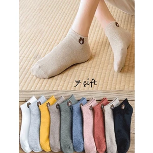 7'çift Teddy Ayıcık Desenli Kadın Çorap