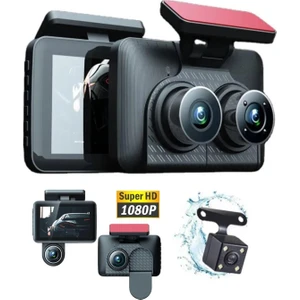 Araç Içi Hd Kamera Video Kaydedici 3 Kamera 1080P Full Hd Araç Kamerası Wdr G-Sensor 5mp Büyük Ekran