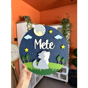 Baykuş Craft Mimarlık Özel Tasarım Hediyelik Göktürk Ulu Kurtlu Safari Hayvanlı Bebek Ahşap Hastane Kapı Süsü