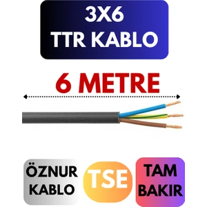 Öznur 3x6 Ttr Kablo Metre Seçenekli (Siyah)