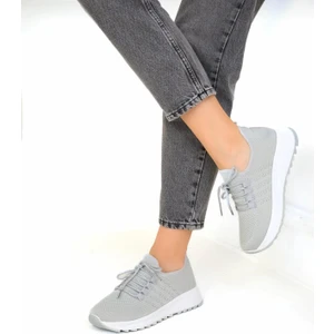 Triko Spor Ayakkabı Comfort Sneaker Kadın Yürüyüş Ayakkabı Gri - 39