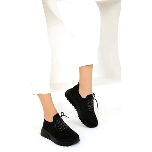 Triko Spor Ayakkabı Comfort Sneaker Kadın Yürüyüş Ayakkabı Siyah - 39