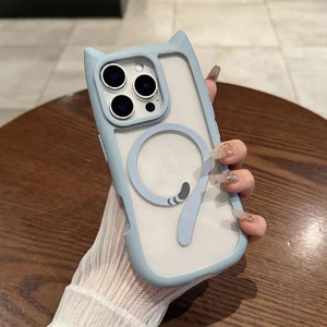 Apple iPhone 16 Pro Uyumlu Kılıf Zebana Magicat Silikon Kılıf (Kablosuz Şaj Destekli) Açık Mavi