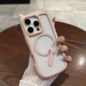 Apple iPhone 16 Pro Uyumlu Kılıf Zebana Magicat Silikon Kılıf (Kablosuz Şaj Destekli) Pembe