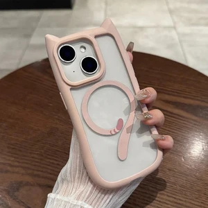 Apple iPhone 15 Plus Uyumlu Kılıf Zebana Magicat Silikon Kılıf (Kablosuz Şaj Destekli) Pembe