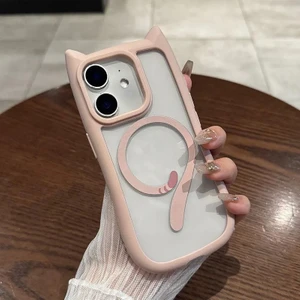 Apple iPhone 12 Uyumlu Kılıf Zebana Magicat Silikon Kılıf (Kablosuz Şaj Destekli) Pembe