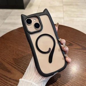 Apple iPhone 15 Plus Uyumlu Kılıf Zebana Magicat Silikon Kılıf (Kablosuz Şaj Destekli) Siyah