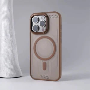Apple iPhone 14 Pro Max Uyumlu Kılıf Zebana Vault Silikon Kılıf (Kablosuz Şarj Destekli) Desert Titanyum