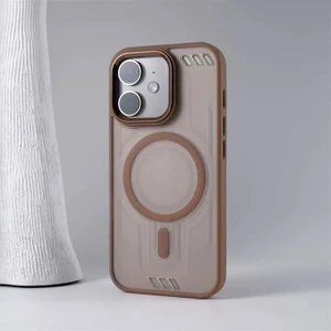 Apple iPhone 12 Uyumlu Kılıf Zebana Vault Silikon Kılıf (Kablosuz Şarj Destekli) Desert Titanyum