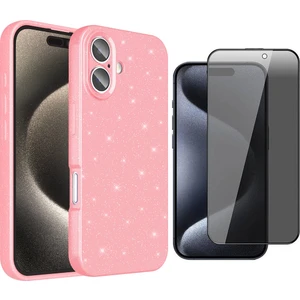 Apple iPhone 16 Kılıf Kamera Korumalı Simli Lüks Koton Kapak + Hayalet Ekran Koruyucu