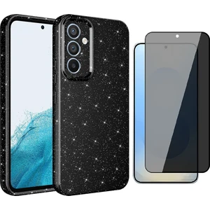 Samsung Galaxy S24 Fe Kılıf Kamera Korumalı Simli Lüks Koton Kapak