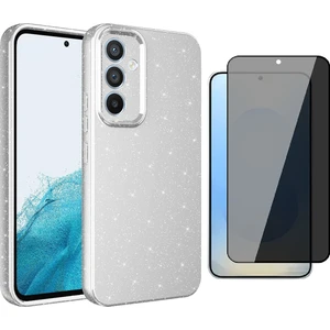Samsung Galaxy S24 Fe Kılıf Kamera Korumalı Simli Lüks Koton Kapak + Hayalet Ekran Koruyucu