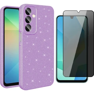 Samsung Galaxy A16 Kılıf Kamera Korumalı Simli Lüks Koton Kapak + Hayalet Ekran Koruyucu