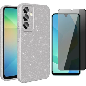 Samsung Galaxy A16 Kılıf Kamera Korumalı Simli Lüks Koton Kapak + Hayalet Ekran Koruyucu