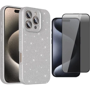 Apple iPhone 16 Pro Max Kılıf Kamera Korumalı Simli Lüks Koton Kapak + Hayalet Ekran Koruyucu