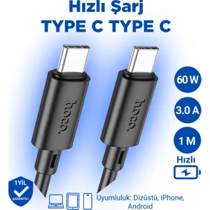 X88 60W Type-C To Type-C Ultra Hızlı Data ve Şarj Kablosu 1mt