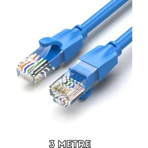 Li Hiqonic Cat6 1000MBPS Ethernet Internet Veri RJ45 Kablosu 3 Metre Mavi Kablo