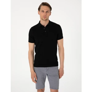 Pierre Cardin Erkek Siyah Slim Fit %100 Pamuk Polo Yaka Triko Tişört 50305976-VR046