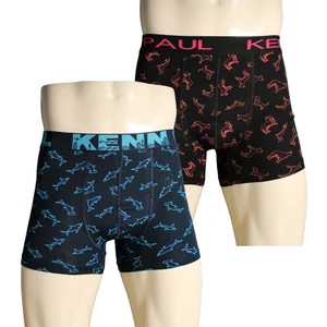 Kenn Paul 2'li Erkek Desenli Pamuklu Lüks Boxer | Yumuşak Kumaş |