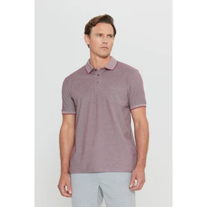 AC&Co / Altınyıldız Classics Erkek Çekmeyen Pamuklu Kumaş Regular Fit Rahat Kesim Bordo Kıvrılmaz Polo Yaka Cepli Tişört
