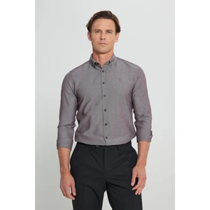 Altınyıldız Classics Erkek Kahverengi Düğmeli Yaka Kolay Ütülenebilir Pamuklu Slim Fit Dar Kesim Oxford Gömlek