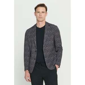 ALTINYILDIZ CLASSICS Erkek Bordo Slim Fit Dar Kesim Mono Yaka Kazayağı Desenli Blazer Ceket
