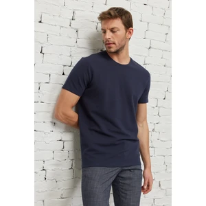 AC&Co / Altınyıldız Classics Erkek Lacivert Slim Fit Dar Kesim Modal Bisiklet Yaka Yumuşak Tuşeli Esnek Basic Tişört