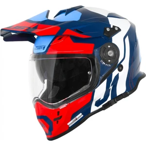 J34 Pro Tour Mavi-Beyaz-Kırmızı Güneş Vizörlü Cross Kask