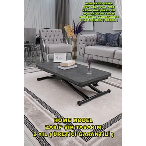 Sehpam Akıllı Home Üst Tabla Mdf Kartal Oval Köşe Alt Ayak Siyah