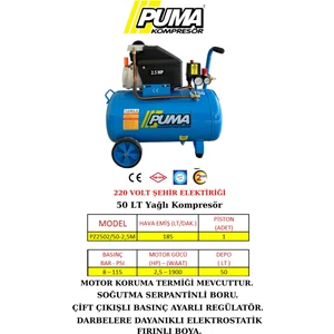 Hava Kompresörü 50 lt (Yağlı)