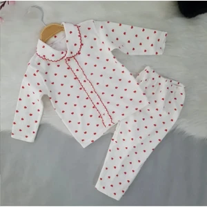 Kalp Baskılı Pijama Takım