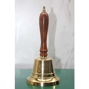 Ağaç Saplı Metal Pirinç El Çanı 23CM