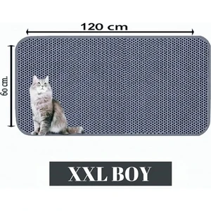 Xxl Büyük Boy Elekli Tuvalet Önü Gri Kedi Kumu Paspası 60X120CM