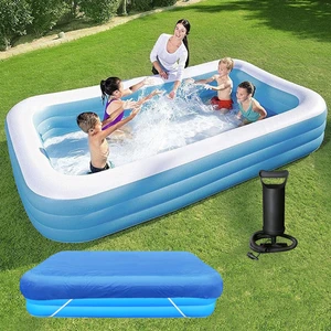 Şişme havuz büyük boy 3 boğumlu jumbo boy aile havuzu 305x183x56 havuz örtüsü ve pompa