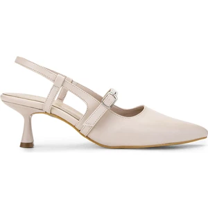 Tamer Tanca Kadın  Deri Bej Topuklu Ayakkabı 889 903 Bn Ayk Y25 Ten Dr