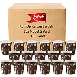 Karton Bardak 7oz Baskılı Kahverengi 100'lü