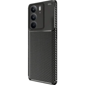 Realme C75 Uyumlu Kılıf Negro Karbon Görünümlü Silikon Siyah