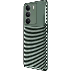 Realme C75 Uyumlu Kılıf Negro Karbon Görünümlü Silikon Koyu Yeşil