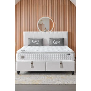 Zambak Modeli Full Ortopedik Çift Kişilik Pedli Yataklı Baza ve Başlık Takımı 3 lü Set
