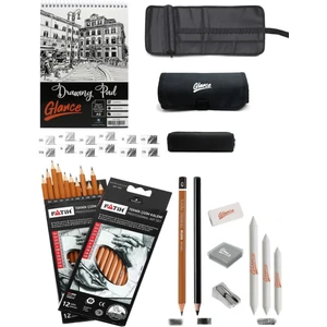 Eskiz Defteri A5 120 gr 50 Yp Professional Dereceli Kalem Set 12 Li Rulo Bez Çantalı Eskiz Seti