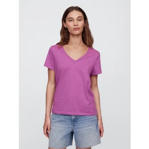 Kadın Mor V Yaka T-Shirt