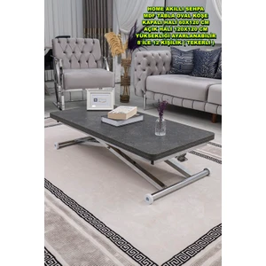 Sehpam Akıllı Home Üst Tabla Mdf Kartal Oval Köşe Alt Ayak Krom
