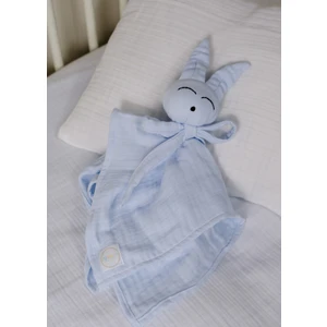 Joyous Mom & Kids Mavi Müslin Bebek Uyku Arkadaşı 4 Katlı Tavşan Organik Oyuncak Uyku Arkadaşı Desteksiz Uyku Arkadaşı