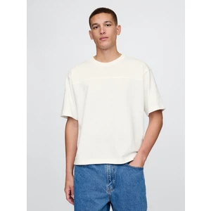 Erkek Kırık Beyaz Oversized Athletic Logo T-Shirt