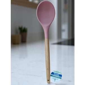 Bambu Saplı Silikon Kaşık Pembe Rengi