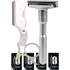 Shave Q7 Full Metal Manuel Tıraş Makinesi + U4 Full Metal Ustura + 20'li Platinum Yaprak Jilet