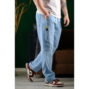 Reax Camilla Beli Lastikli Ipli Düz Paça Rahat Kesim Erkek Jean Pantolon