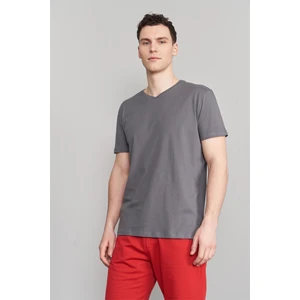 Mentality 2772V V Yaka Basic Koyu Gri T-Shirt