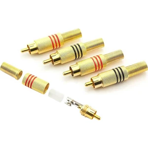 10 Adet - Rca Erkek Tos Jak Fiş Metal Yaylı - Rca Erkek Gold Konnektör